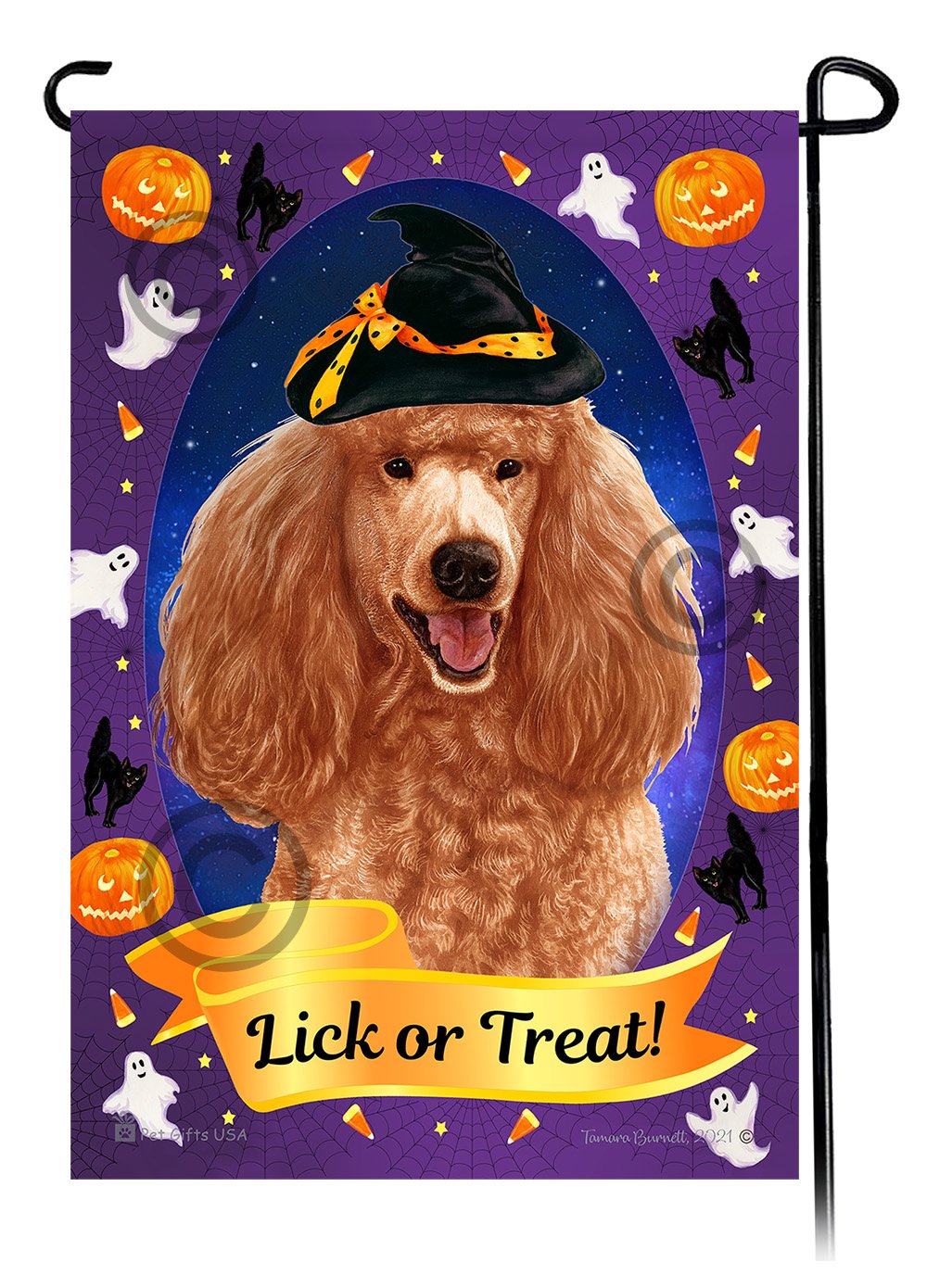 Poodle Standard (Apricot) - Halloween Howls Garden Flag
