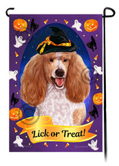 Poodle Standard (Apricot and White Parti) - Halloween Howls Garden Flag