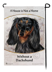 Dachshund LH Dark Black/Tan Dapple A House Is Not A Home - Garden Flag