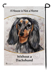 Dachshund LH Light Black/Tan Dapple A House Is Not A Home - Garden Flag