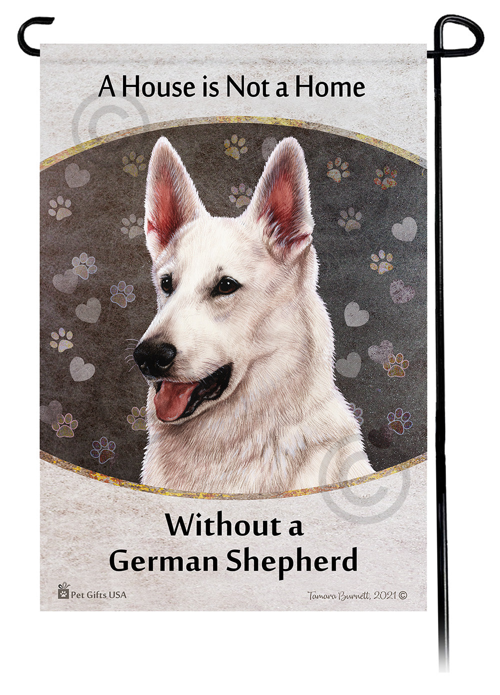 German Shepherd White A House Is Not A Home - Garden Flag