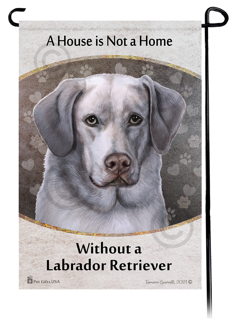 Labrador Silver Front Face A House Is Not A Home - Garden Flag
