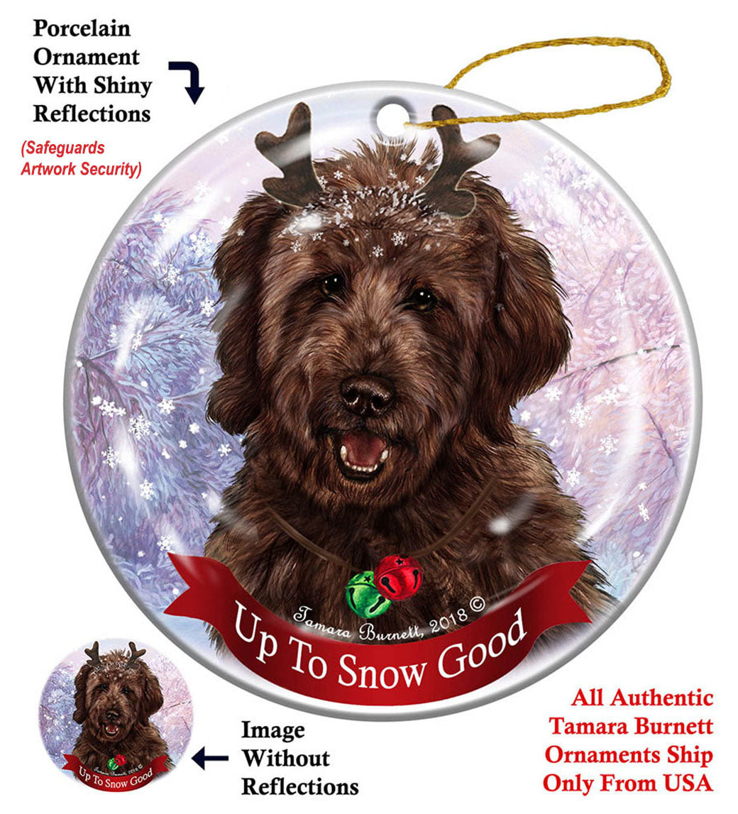 Goldendoodle Chocolate - Up To Snow Good Ornament