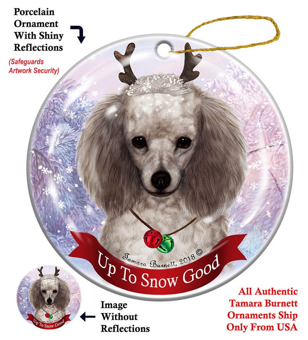 Poodle Silver - Up To Snow Good Ornament