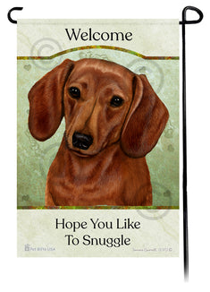 Dachshund Short Haired Red Hope You Like To Snuggle Flag