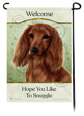 Dachshund Long Haired Red Hope You Like To Snuggle Flag