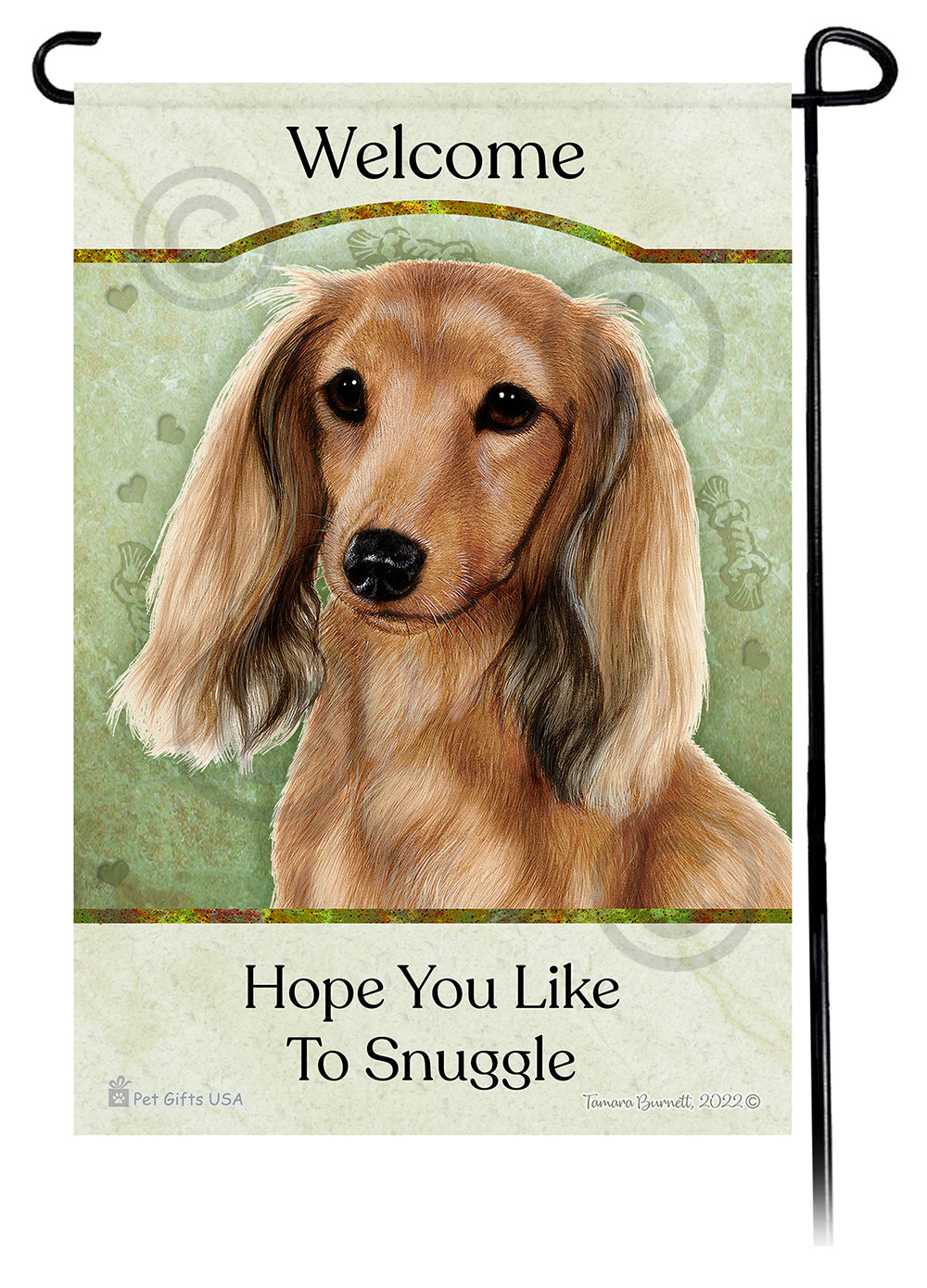 Dachshund Long Haired Cream Hope You Like To Snuggle Flag