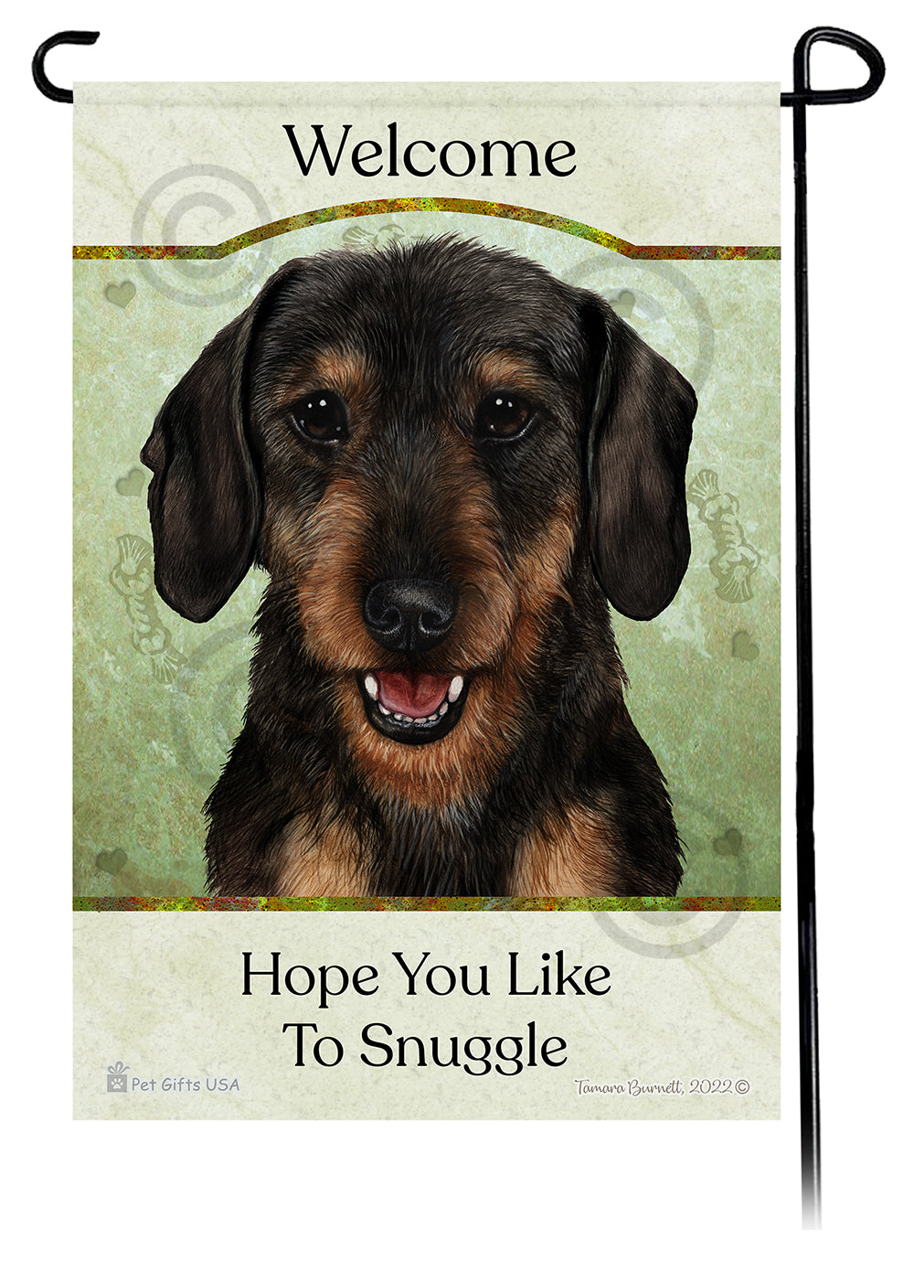 Dachshund Wire Haired Black and Tan Hope You Like To Snuggle Flag