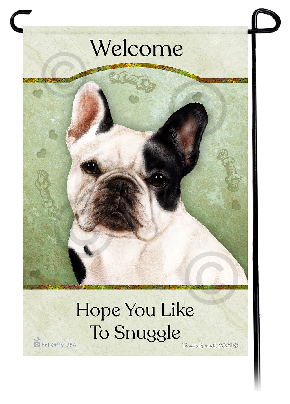 French Bulldog White & Black Hope You Like To Snuggle Flag