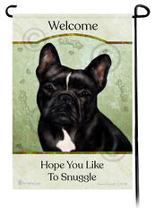 French Bulldog Black and White Hope You Like To Snuggle Flag