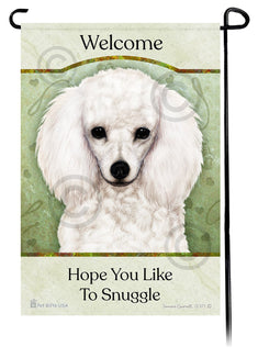 Poodle White Hope You Like To Snuggle Flag
