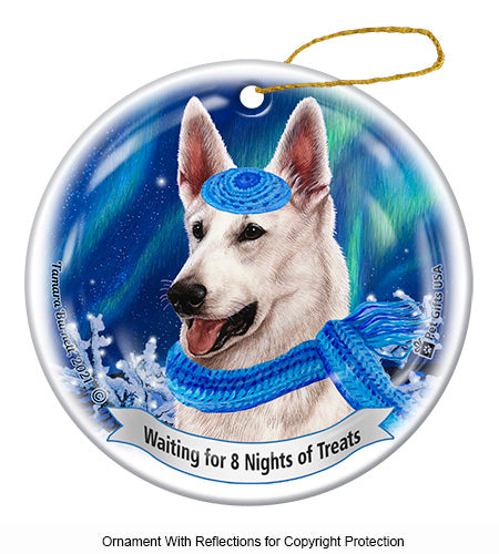 German Shepherd, White Series 5 Hanukkah Ornament