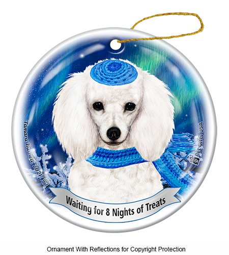 Poodle White Series 5 Hanukkah Ornament