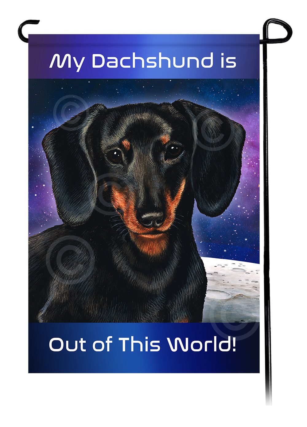 Dachshund SH Black and Tan - Out Of This World Garden Flag