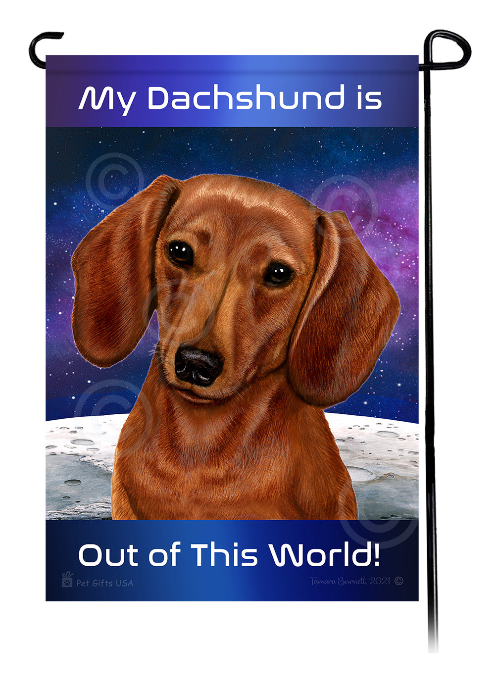 Dachshund SH Red - Out Of This World Garden Flag