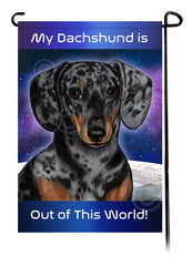 Dachshund SH Dapple Light Black and Tan - Out Of This World Garden Flag