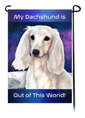 Dachshund LH White - Out Of This World Garden Flag