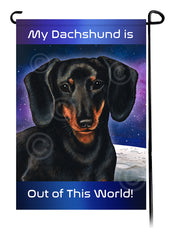 Dachshund SH Black and Tan - Out Of This World Garden Flag