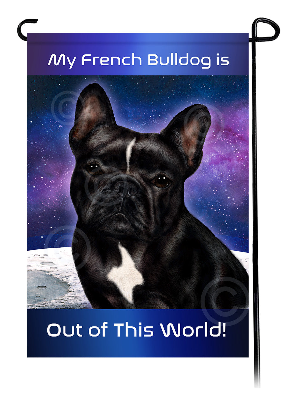 French Bulldog Black and White - Out Of This World Garden Flag