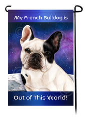 French Bulldog White/Black - Out Of This World Garden Flag