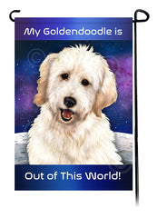Goldendoodle White - Out Of This World Garden Flag