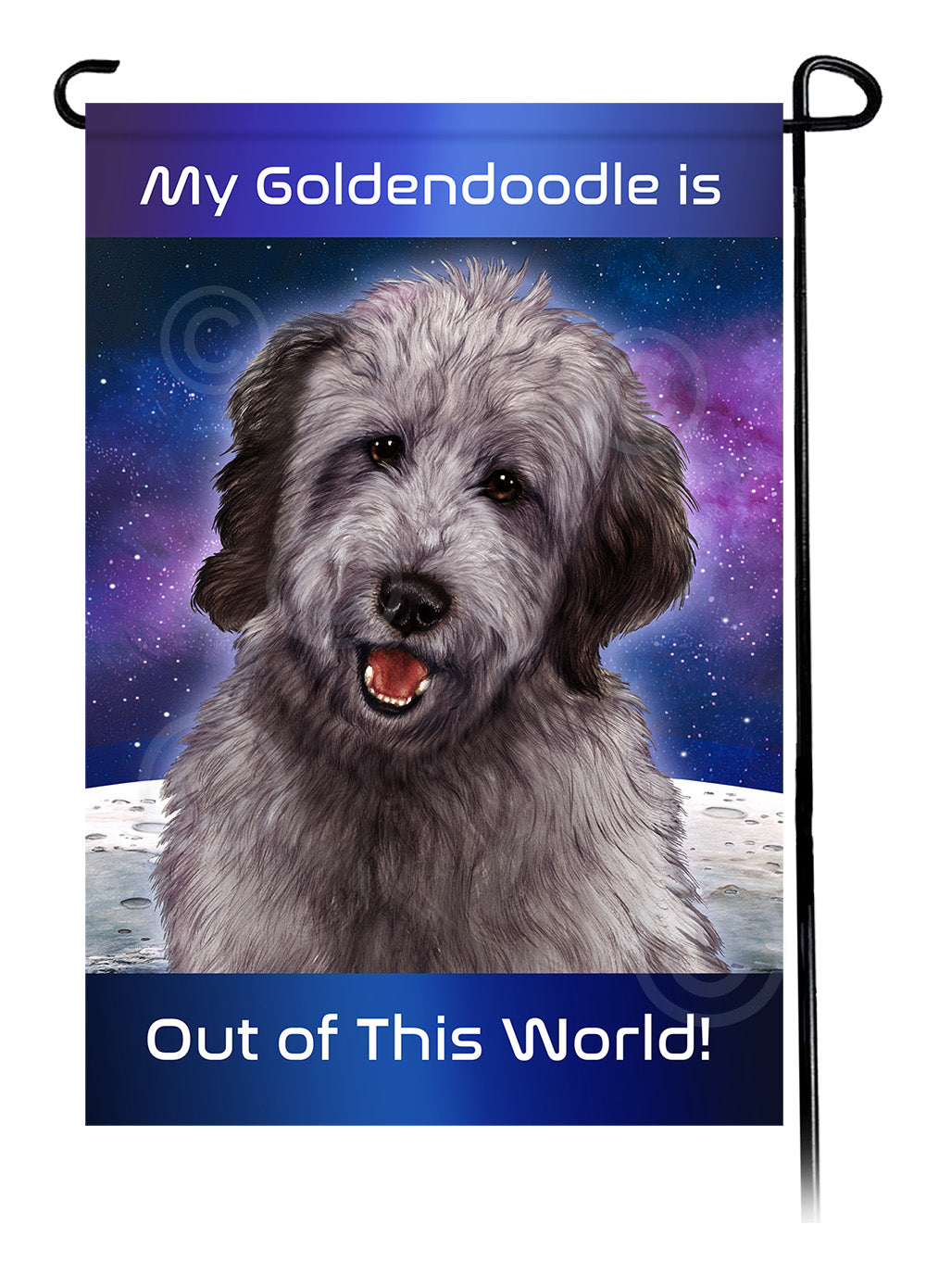 Goldendoodle Grey - Out Of This World Garden Flag