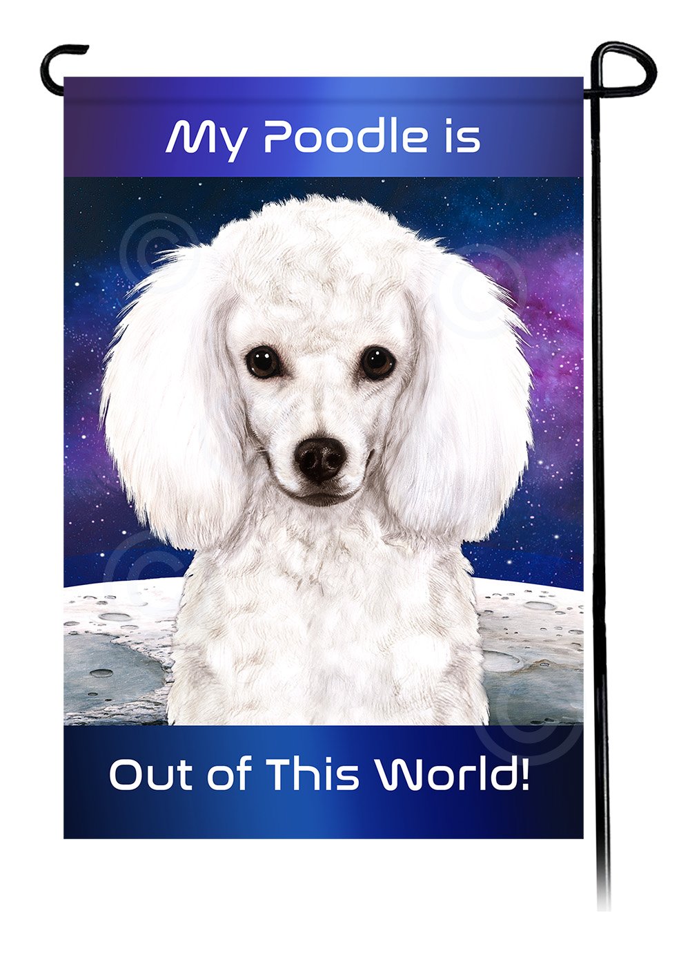 Poodle White - Out Of This World Garden Flag