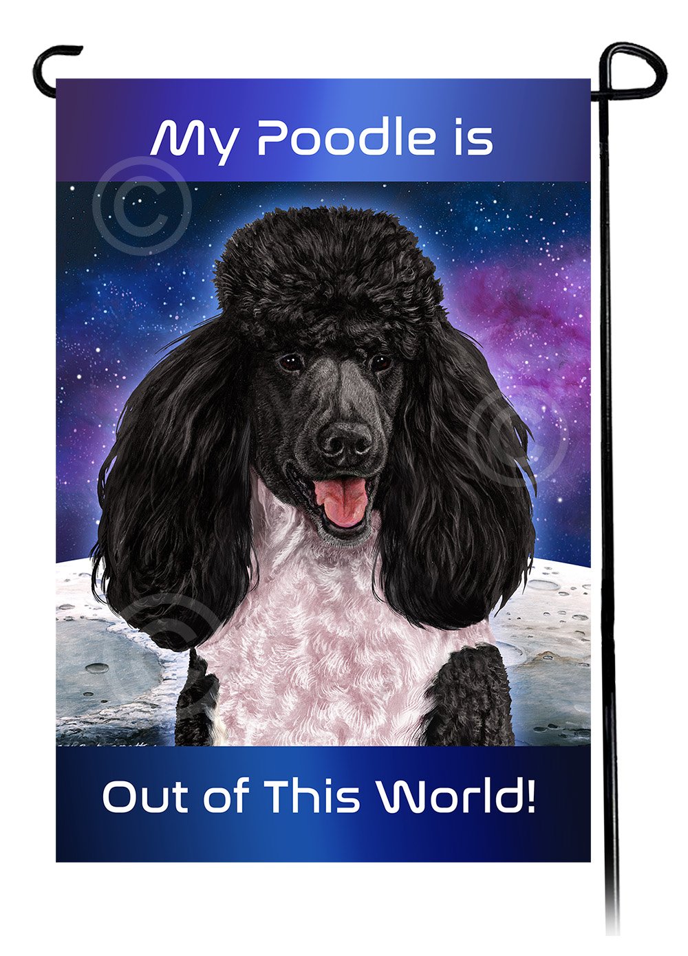 Poodle Standard Black and White Parti - Out Of This World Garden Flag