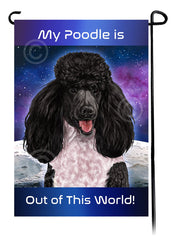 Poodle Standard Black and White Parti - Out Of This World Garden Flag