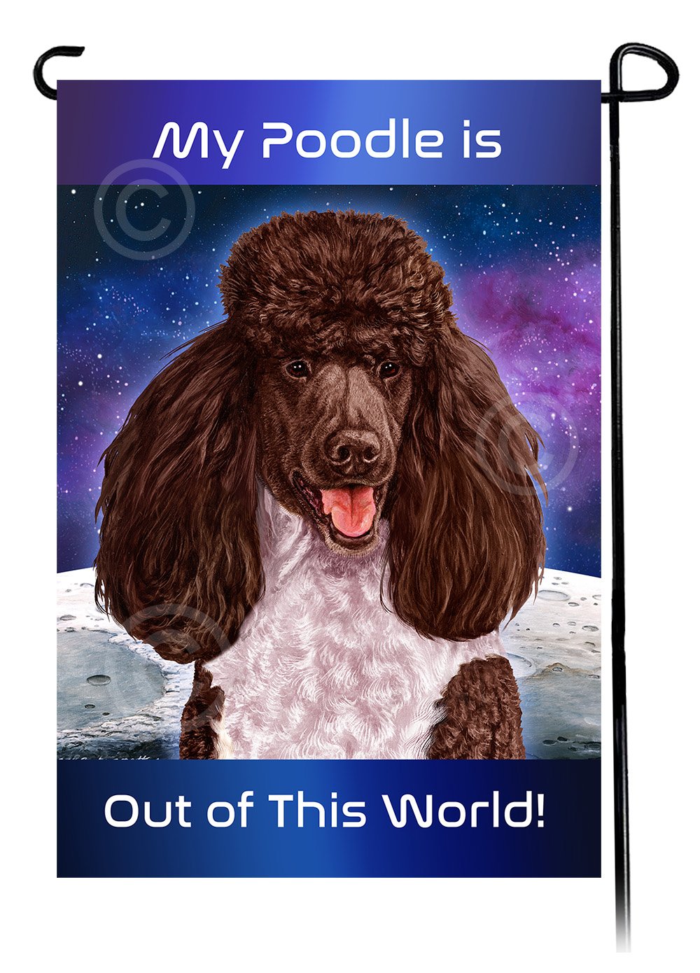 Poodle Standard Chocolate and White - Out Of This World Garden Flag