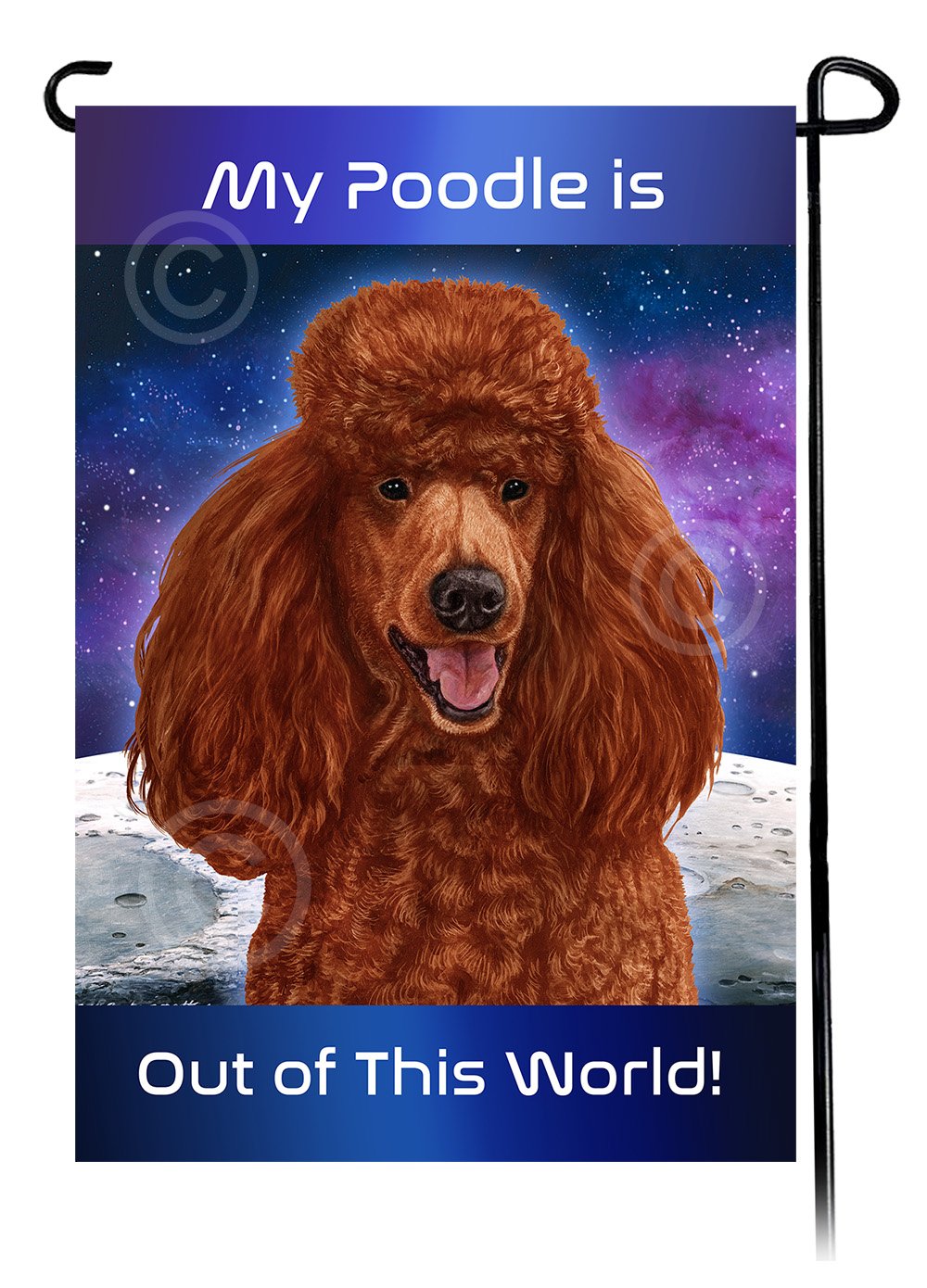 Poodle Standard Red - Out Of This World Garden Flag