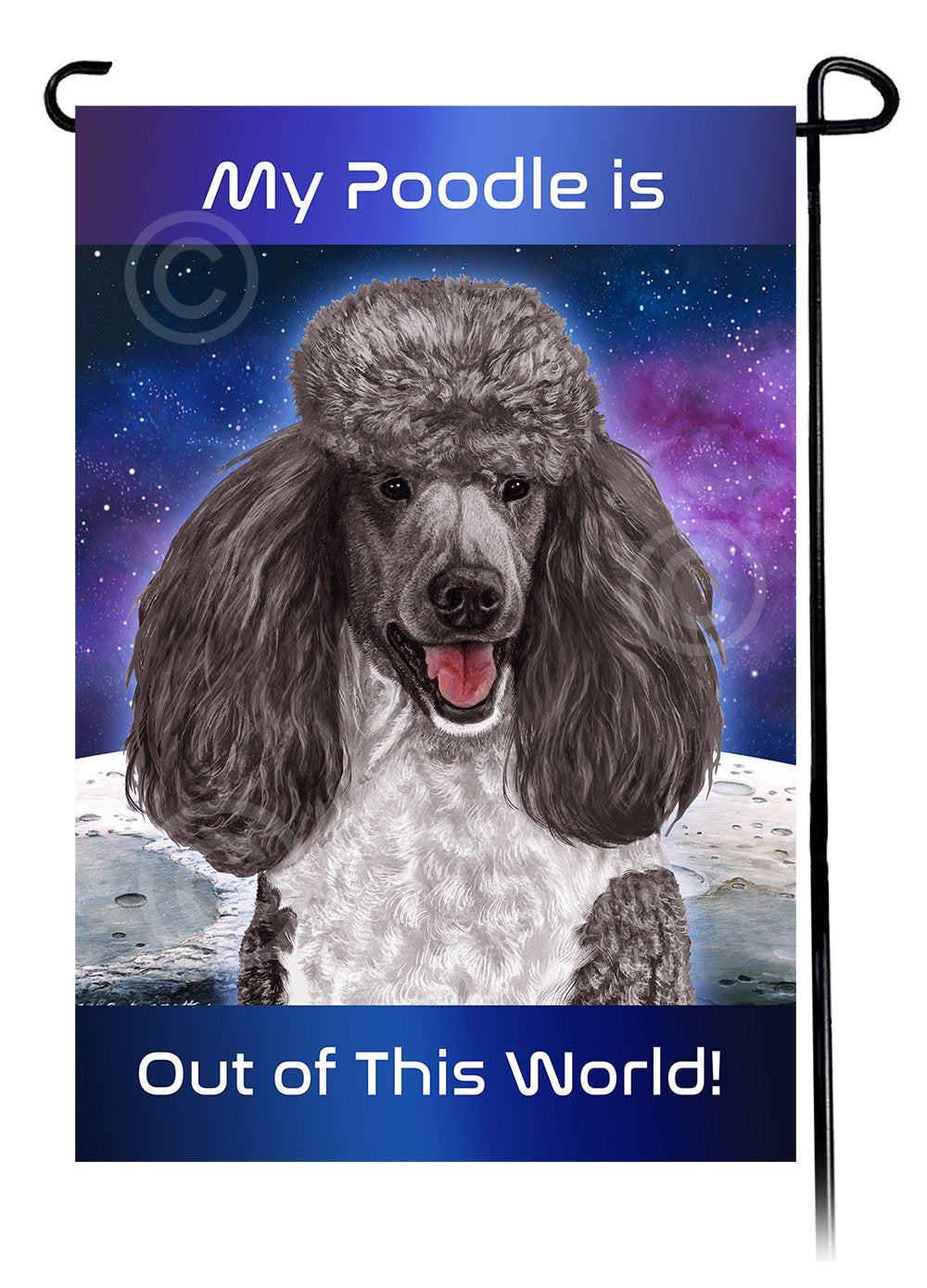 Poodle Standard Silver and White - Out Of This World Garden Flag