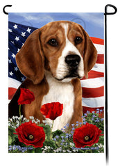 Beagle - Patriotic Flowers Garden Flag