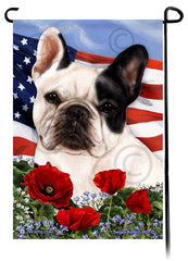 French Bulldog White and Black - Patriotic Flowers Garden Flag
