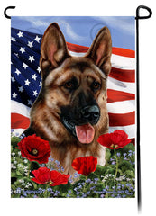 German Shepherd Fawn Sable - Patriotic Flowers Garden Flag