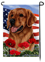 Golden Retriever Red - Patriotic Flowers Garden Flag