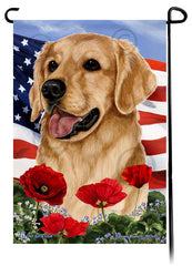 Golden Retriever - Patriotic Flowers Garden Flag