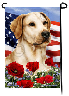 Labrador Retriever American Yellow - Patriotic Flowers Garden Flag