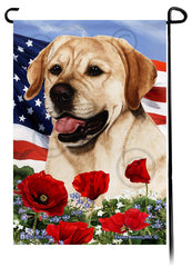 Labrador Retriever English Yellow - Patriotic Flowers Garden Flag