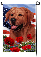 Labrador Retriever English Red - Patriotic Flowers Garden Flag