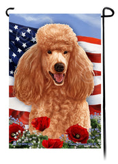 Standard Poodle Apricot - Patriotic Flowers Garden Flag