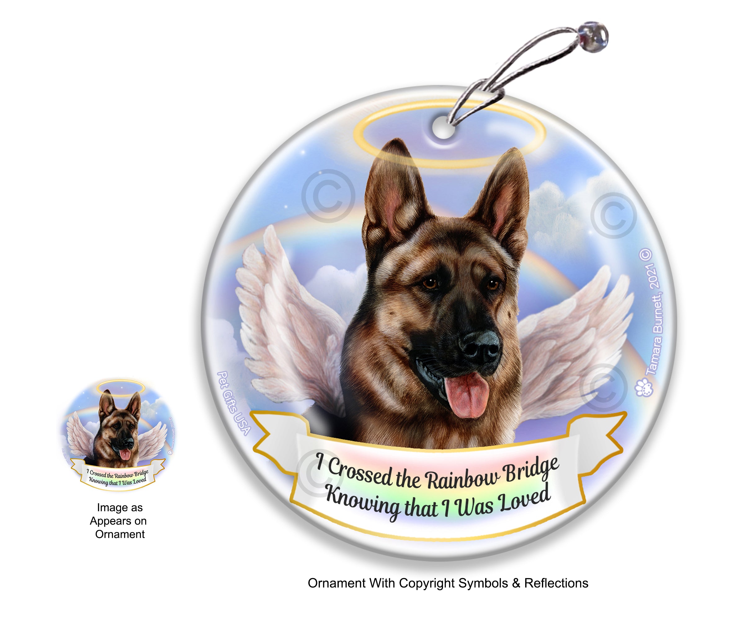 German Shepherd Light Sable Rainbow Bridge Memorial Ornament