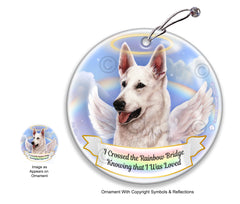 German Shepherd, White Rainbow Bridge Memorial Ornament