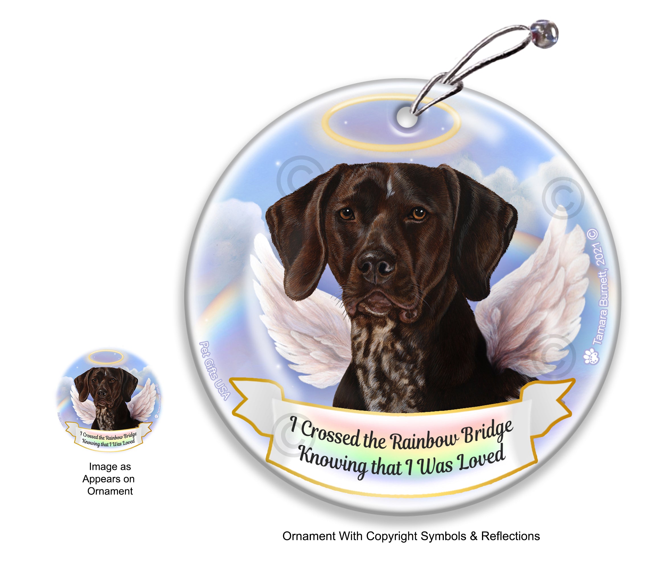German Short Hair Rainbow Bridge Memorial Ornament