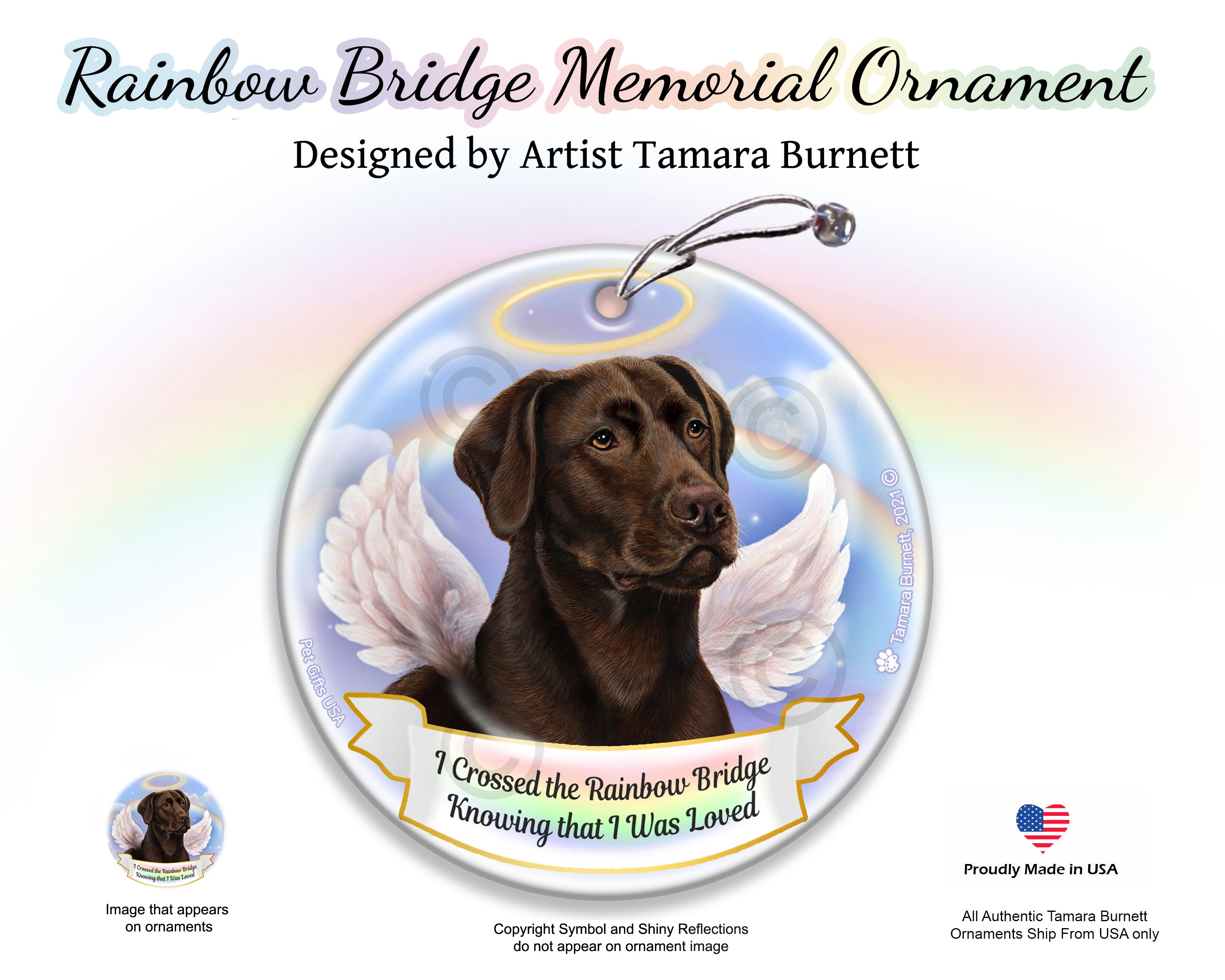 Labrador Chocolate (American) Rainbow Bridge Memorial Ornament