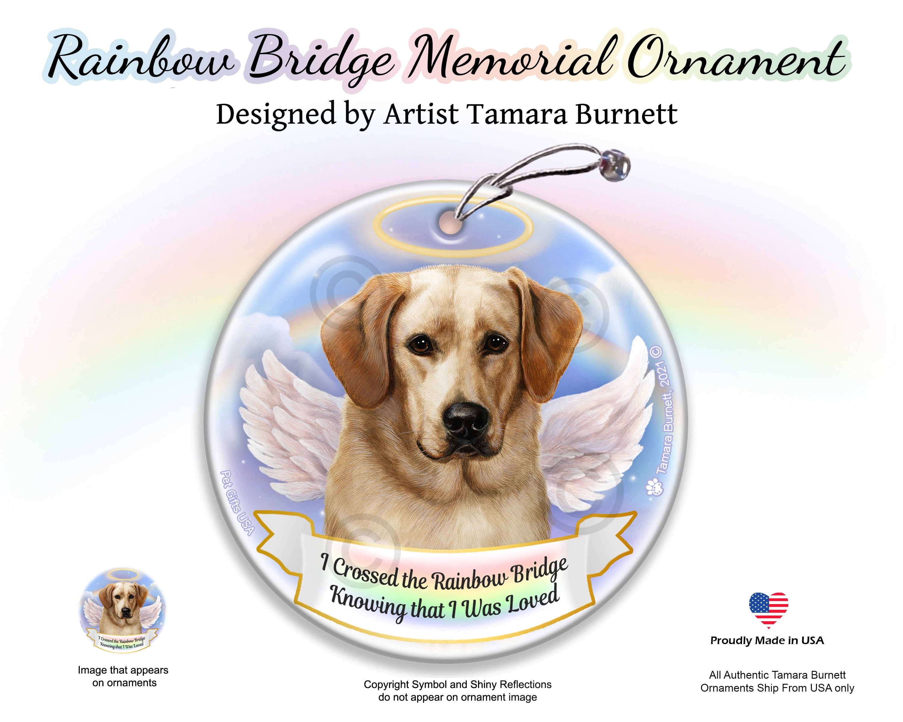 Labrador Yellow (American) Rainbow Bridge Memorial Ornament