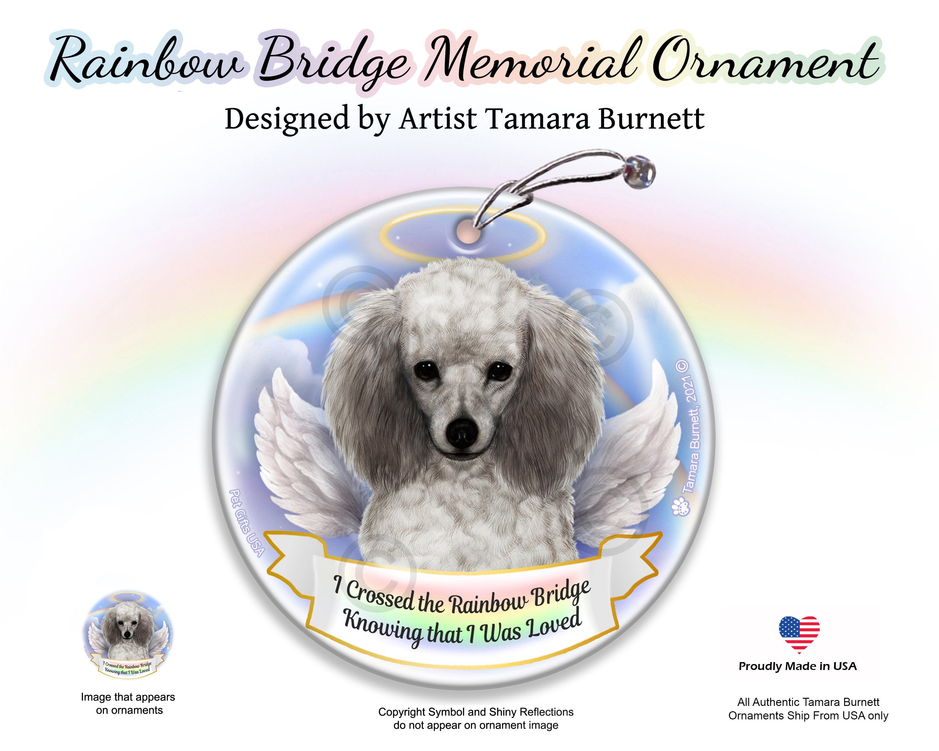 Poodle Silver Rainbow Bridge Memorial Ornament