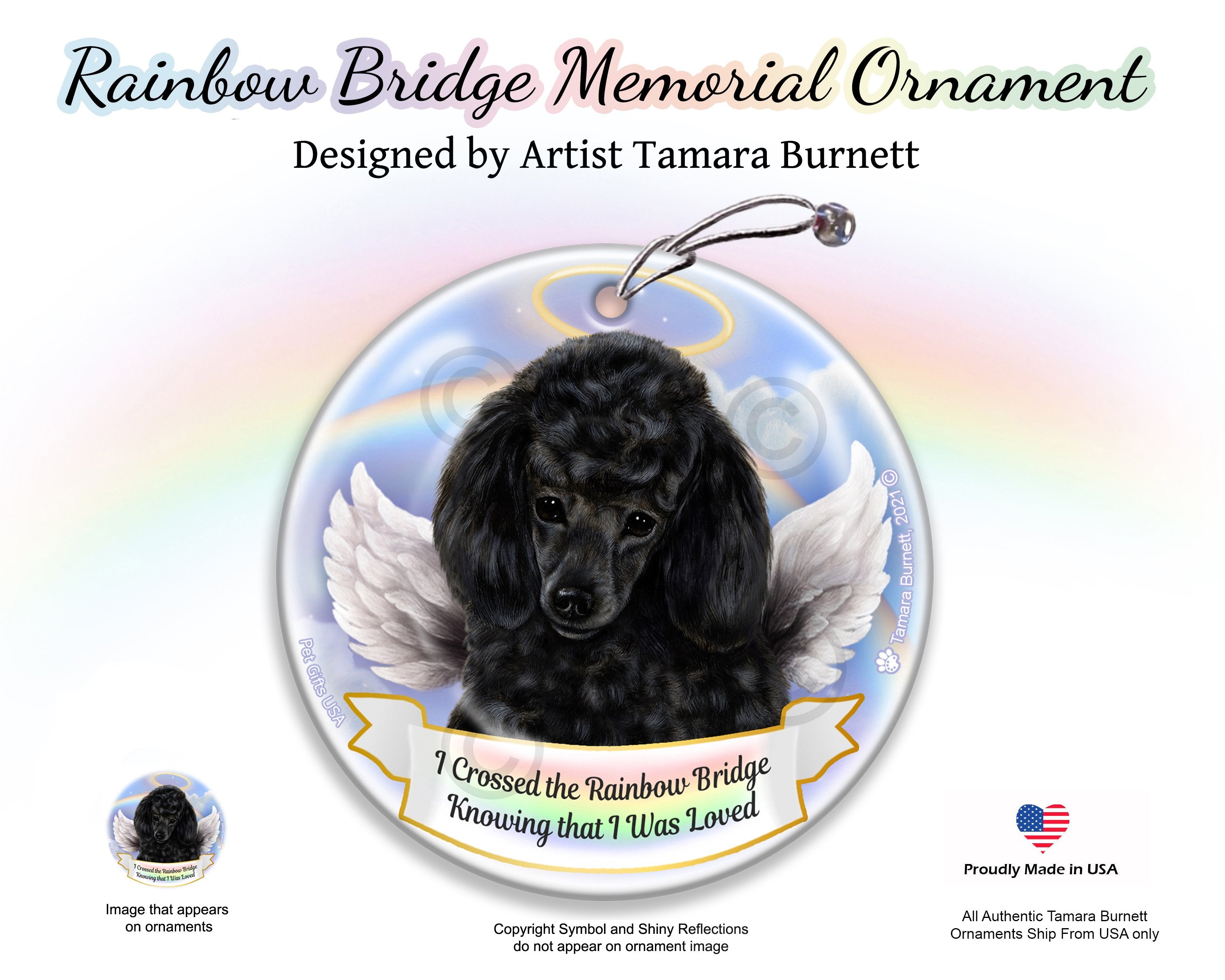 Poodle Black Rainbow Bridge Memorial Ornament