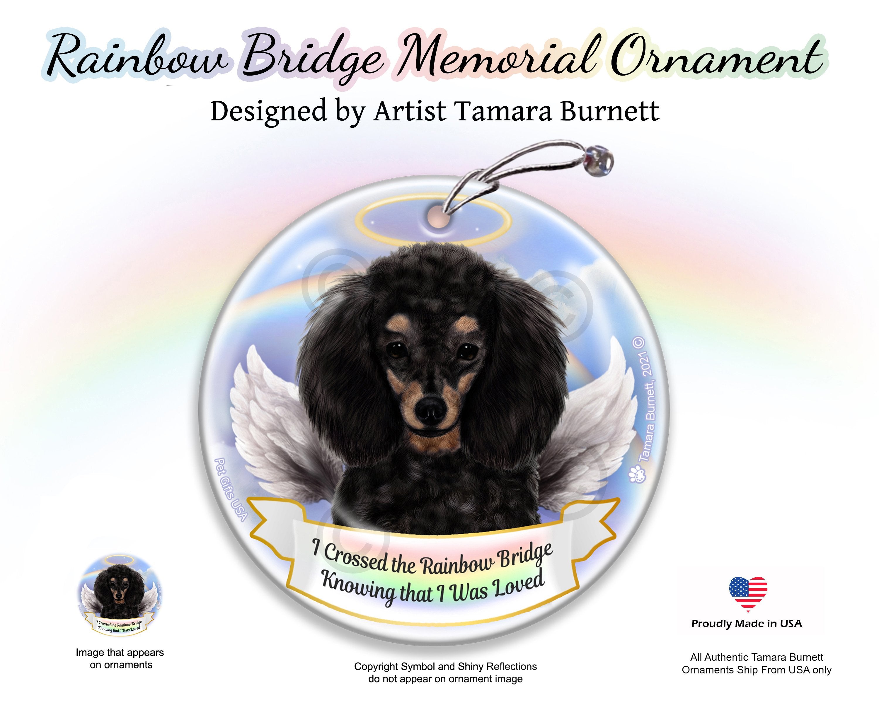 Poodle Black and Tan Rainbow Bridge Memorial Ornament
