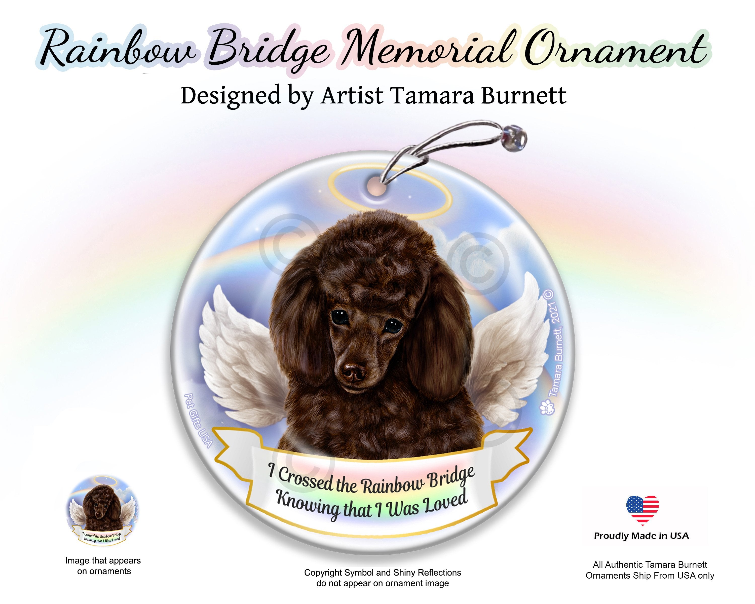 Poodle Chocolate Rainbow Bridge Memorial Ornament